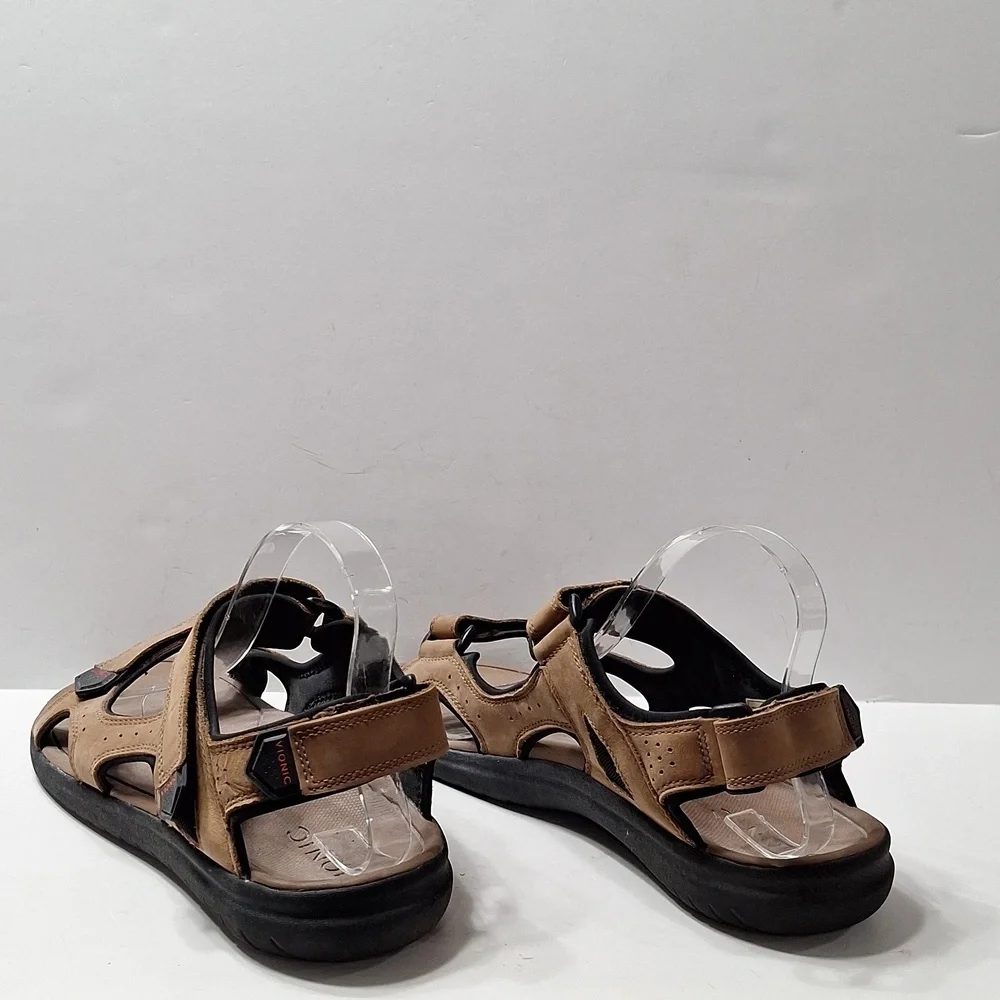Vionic Men's Tan Neil Backstrap Hook & Loop Nubuck Leather Sport Sandasl Size 12